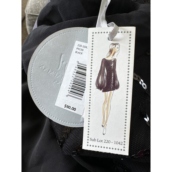 Pearl Georgina Chapman Marchesa NWT Sheer Lined Black Mini Dress Sequins Women 6 - Picture 11 of 11